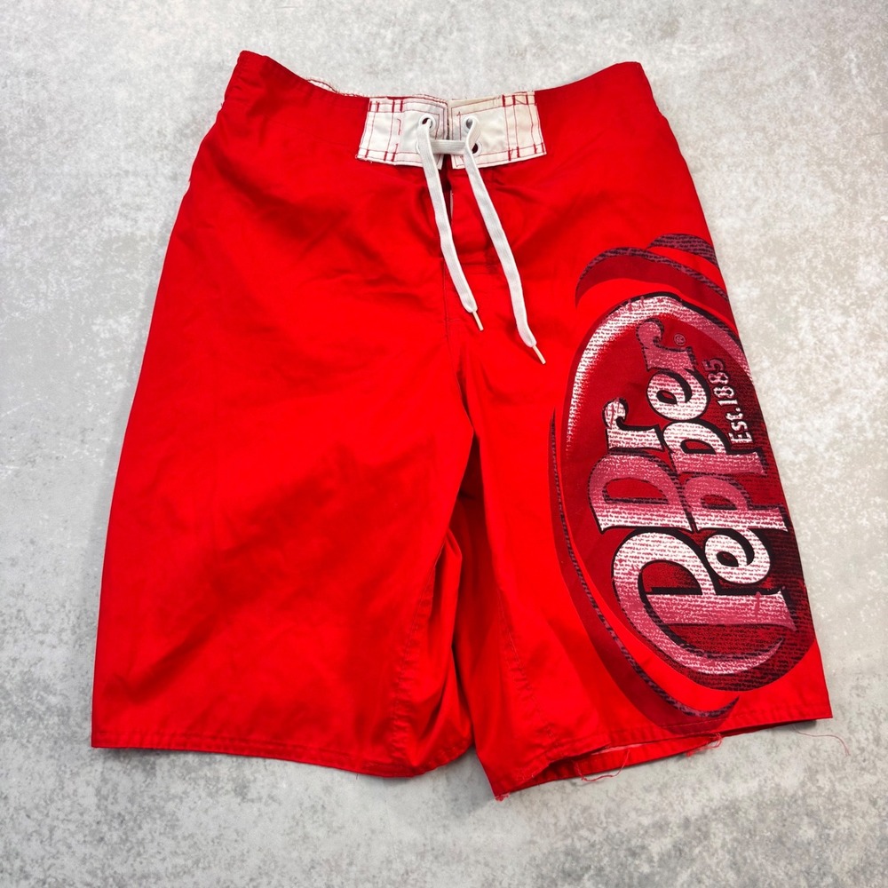 Dr Pepper Trust Me Im a Dr Red Summer Board Shorts Size Small Y2K
